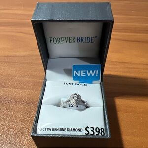 Forever Bride 10K White Gold 1/3 CTTW Genuine Diamond Pear Engagement Ring Size7